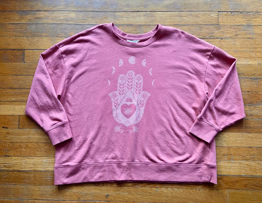 LUCKY BRAND Peachy Pink Boho Sweatshirt sz 3X